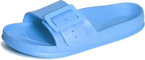 Womens Comfort Adjustable Two Strap Double Buckle eva Sandals Slip on Slides in Saudi Arabia