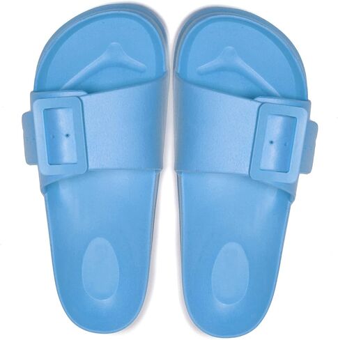 Womens Comfort Adjustable Two Strap Double Buckle eva Sandals Slip on Slides in Saudi Arabia