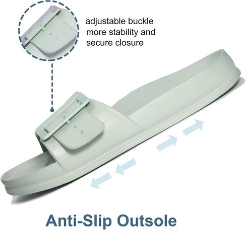 Womens Comfort Adjustable Two Strap Double Buckle eva Sandals Slip on Slides in Saudi Arabia