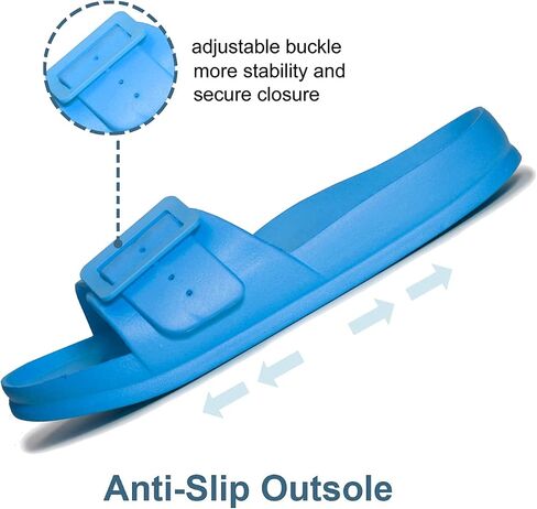 Womens Comfort Adjustable Two Strap Double Buckle eva Sandals Slip on Slides in Saudi Arabia