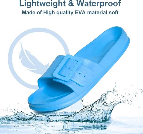 Womens Comfort Adjustable Two Strap Double Buckle eva Sandals Slip on Slides in Saudi Arabia