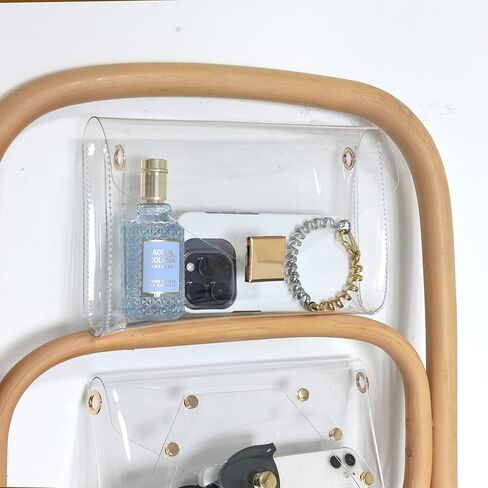 حقيبة كتف شفافة على شكل ظرف للنساء من مادة PVC شفافة بحزام سلسلة وحقيبة كروس على الجسم ومحفظة معتمدة من الاستاد in Kuwait