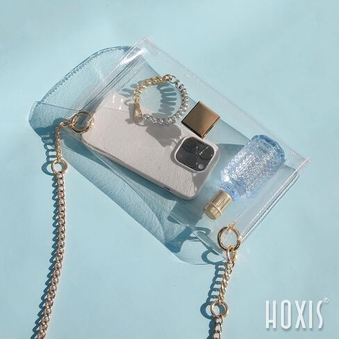 حقيبة كتف شفافة على شكل ظرف للنساء من مادة PVC شفافة بحزام سلسلة وحقيبة كروس على الجسم ومحفظة معتمدة من الاستاد in Kuwait