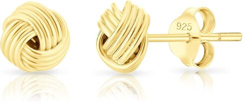 925 Sterling Silver, 24K Yellow or 18K Rose Gold Plated - TINY/SMALL Fashion Studs Earrings - Love/Twisted Knot - Diameter: 5, 7, 8 or 9 mm in Saudi Arabia