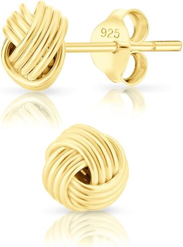 925 Sterling Silver, 24K Yellow or 18K Rose Gold Plated - TINY/SMALL Fashion Studs Earrings - Love/Twisted Knot - Diameter: 5, 7, 8 or 9 mm in Saudi Arabia