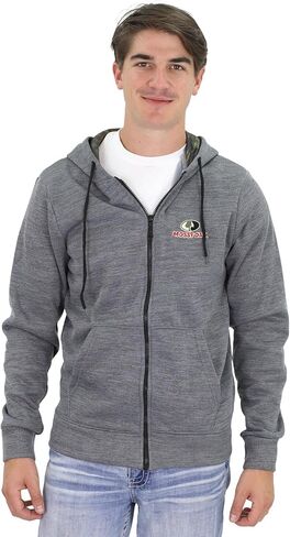 Mossy Oak Men's Marled Full Zip Fleece Lined Hoodie Sweatshirt with Embroidered Chest Logo in Saudi Arabia