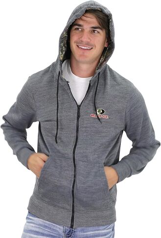 Mossy Oak Men's Marled Full Zip Fleece Lined Hoodie Sweatshirt with Embroidered Chest Logo in Saudi Arabia
