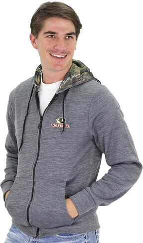 Mossy Oak Men's Marled Full Zip Fleece Lined Hoodie Sweatshirt with Embroidered Chest Logo in Saudi Arabia