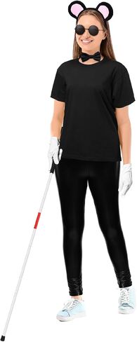 7 Pcs Halloween Women Mouse Costume Set Ears Headband Guide Walking Stick Tshirt Pants Bow Tie Gloves Sunglasses in Saudi Arabia