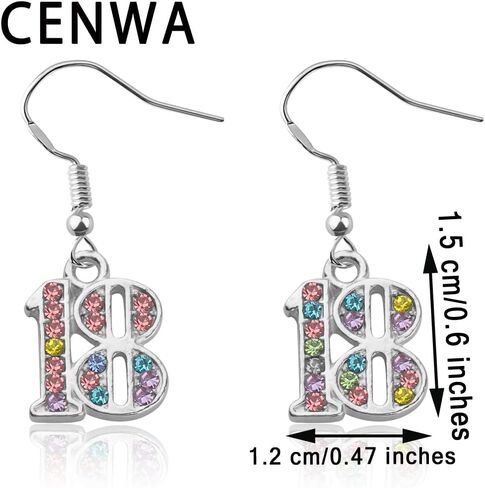 CENWA صغيرة 16th/18th/21st عيد ميلاد أقراط فتاة 16/18/21 سنة هدية 16th/18th/21st عيد ميلاد أقراط هدية in Saudi Arabia