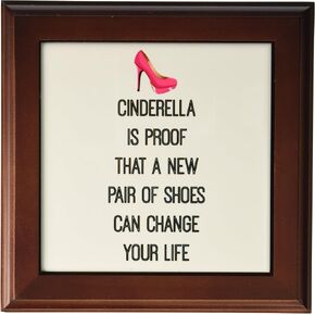 3dRose ft_201976_1 Cinderella is Proof That a New Pair of Shoes Can Change Your Life Framed Tile, 8 by 8"