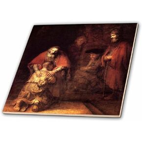 3dRose ct_203890_1 Print of Rembrandt Painting The Prodigal Son Ceramic Tile, 4"