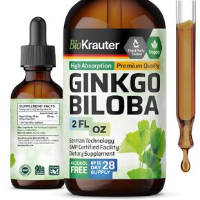 Ginkgo Biloba Extract - Liquid Brain Supplement - Ginkgo Biloba Leaf Tincture - Vegan, Alcohol & Sugar Free Drops 2 Fl Oz