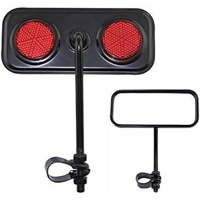 Lowrider Rectangular Bicycle Bike Mirror Black with RED Reflector Bike Part, Bicycle Part, Bike Accessory, Bicycle Accessory