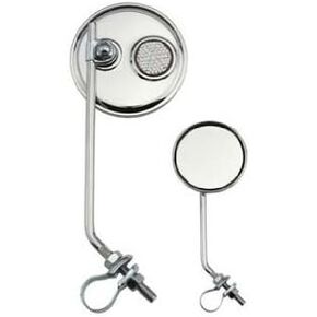 Round Mirror Chrome Clear Reflectors. Bike mirror, bicycle mirror for lowrider, beach cruiser, chopper, limo, stretch bike, bmx, track, fixie, mountain bikes