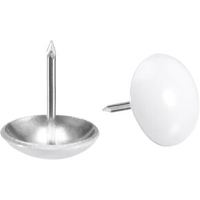 uxcell 25Pcs Upholstery Tacks, 19mmx22mm Round Head Decorative Furniture Nails Thumb Tack for Furniture Sofa Headboards, White