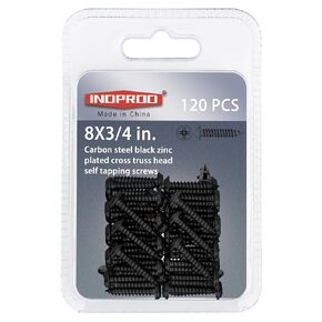 Black Wood Screws 1-1/2 Inch, 50Pcs Self Tapping Wood Screw #8 x 1-1/2", Zinc Plated Steel, Modified Truss Head, Phillips Drive, Carbon Steel, for Drywall/Metal/Plastic/Furniture, Black