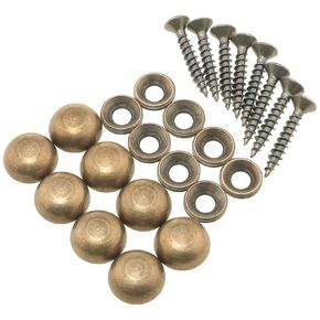 8PCS Self Tapping Screw Arc Shaped Decorative Cap 15mm with M4 Machine Thread Pure Copper Arc Shaped Mirror Nail for Fixing Cabinets Sofas Antique Suitcases Glass Hanging Antique Bronze Color
