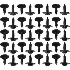YALOK 40PCS Phillips Truss Head Self Tapping Screws, M4.8-1.61x17.8mm Replacement, Auto Phillips Trim Screw with Washer, Black Coated Screws Car Exterior Accessories for Fender Bumper