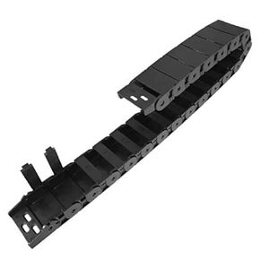 Black Plastic Cable Wire Carrier Drag Chain 1M Length for CNC, with End Connectors - Semi Enclosed Type (Inner Side openable) Bending Radius: R38 18mm x 50mm(Inner H x Inner W)