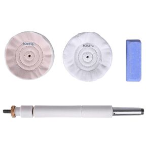 Fine Cotton+Soft Flannel Polishing Wheel for 2 Step-2 Wheel Bufffing Mandrel,4" Woodworking Lathe Buffing System，MT2