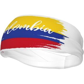 Cute Colombia Flag Running Headbands for Men Women Colombian Sports Sweatbands Hairband for Basketball, Yoga, Workout