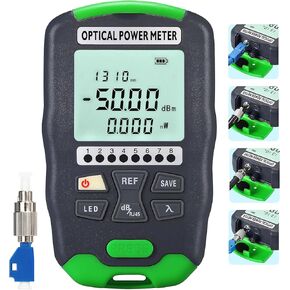 مقياس طاقة الألياف الضوئية A-D5 باللون الأخضر 3 في 1 مع اختبار شبكة RJ45 وأداة اختبار كابلات الألياف الضوئية الخفيفة LED SC/FC/ST واجهة عالمية OPM-50~+26dbm مع محول LC ​​10 أطوال موجية in Kuwait