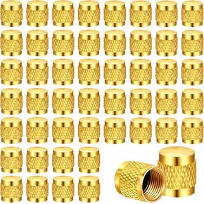 【Upgraded】50 Pcs 1/4" Brass Flare Cap, Solid Brass Caps with Neoprene O Ring Seal, 1/4" SAE HVAC Valve Caps