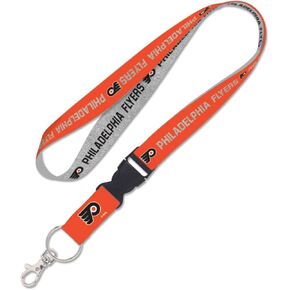 Caseys NHL Philadelphia Flyers Lanyard with Detachable Buckle 1" Width - Heathered/Jersey Print