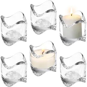 Royal Imports Tea Lights Votive Candles Holders (Set of 6), 2 in. Glass Candle Cups, Wedding Table Centerpiece, Home Decor, Party, Dinner & More
