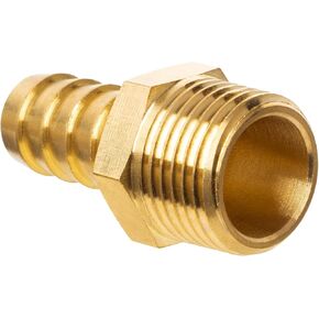 JUWO Brass Hose Barb Fitting, 1/2" Barb x 1/2" NPT Male Pipe Adapter Connector, Ideal for Air, Gas, Fuel, Oil