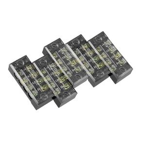uxcell 5 Pcs 4 Positions Dual Rows 600V 15A Cable Barrier Block Terminal Strip TB-1504L