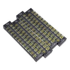 uxcell 4 Pcs 12 Positions Dual Rows 600V 25A Cable Barrier Block Terminal Strip TB-2512L
