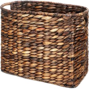 Tatuo Seagrass Magazine Baskets Magazine Holder Tall Narrow Woven Storage Basket Wicker Basket Floor Bathroom Home Office Handwoven Holder for Books, Newspaper, File and Mail(Dark Brown)
