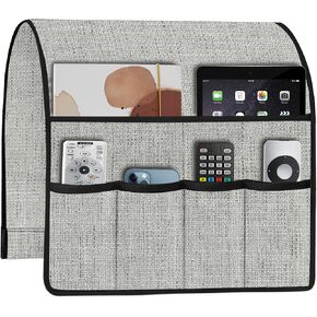 Joywell حامل جهاز التحكم عن بعد للأريكة ومسند الذراعين وحامل كرسي الذراع، وغطاء كرسي بذراعين سميك من الكتان للأريكة مع 6 جيوب للمجلة والكمبيوتر اللوحي والهاتف والآيباد، رمادي فاتح in Kuwait