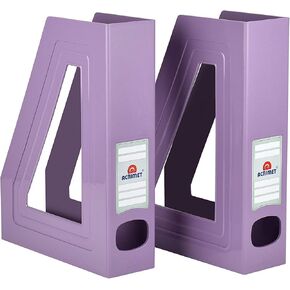 Acrimet Magazine File Holder, Durable Rack, Space-Saving Organizer (Plastic) (Solid Purple Color) (2 pack)