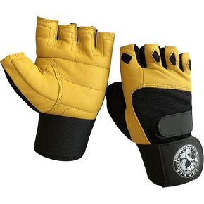 Gym Gloves Beige/Black with 12 inch Wrist Support for Man & Women, Padded,Workout, Weightlifting,Biking.