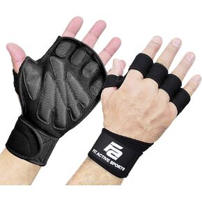 قفازات تمرين رفع الأثقال جيدة التهوية 2.0 من Fit Active Sports مع أغطية للمعصم - مقابض تمرين رفع الأثقال للرجال والنساء - راحة اليد المحسنة الجديدة