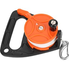 Diving Reel,Portable 150FT Diving Line Reel Multi Purpose Dive Reel Lightweight Diving Equipment with Large Reel Handle Card Position PP Rope Combination(Orange) Diving Supplies Dive Buoy Spool Reel