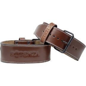 Potenza Fitness Classic Powerlifting Belt | 4 inch | 10 mm | Powerlifting, Strongman, Bodybuilding | Genuine Leather | Single Prong | Back Support