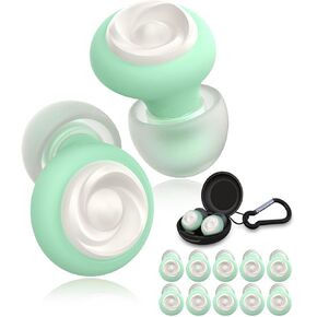 5 Pairs Ear Plugs for Sleeping Noise Reduction,Beinkap Reusable Earplugs Hearing Protection for Focus, Noise Sensitivity,Study,Work,Snoring,Motorcycle,Concert,Airplanes,24dB-33dB（Green）