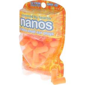 Hearos Nanos Extra Small Ear Plugs, NRR 28, 12 Pair, Orange (5890)