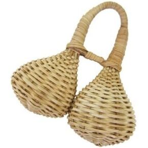Woven Double Jingle Caxixi Shaker - African Bottle Cap