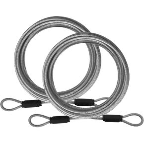 3mm Stainless Steel Security Cable 4/6/10/15FT Luggage Lock Safety Cable Wire Flexible Steel Cable Security Wire Rope with Double Loop (2 Pack)