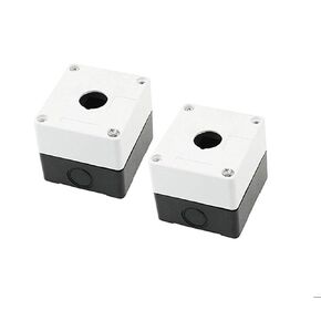 2pcs Plastic Electronic Project Box Push Button Switch Control Station Box 22mm Waterproof 78 x 71 x 64mm White