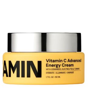Gleamin Vitamin C Face Energy Cream with Ceramides, Electrolytes and Turmeric - For Hydrating, Dry, Dull Skin, Visibly Brighten Discoloration & Dark Marks | Fragrance Free - 1.7 FL OZ