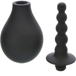 Adam & Eve Smooth & Easy Silicone Douche, Beaded Nozzle, 3.25", Black