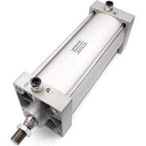 Baomain Pneumatic Air Cylinder SC 100 x 275 PT1/2; Bore: 4"(100 mm), Stroke: 11"(275 mm); Screwed Piston Rod Dual Action with 4 PCS of Fittings