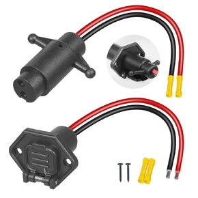 Trolling Motor Plug 12V 10 Gauge 2 Wire Trolling Motor Plug and Receptacle Quick Connect Kit Compatible with Minn Kota Marine Boat Kayak, 10 Awg Wire Male and Female Trolling Motor