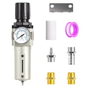 TAILONZ PNEUMATIC 0-240PSI 3/4 Inch NPT Industrial Heavy Duty Particulate Filter and Regulator, Particulate Filter, Coalescing Filter (Automatic Drainage)